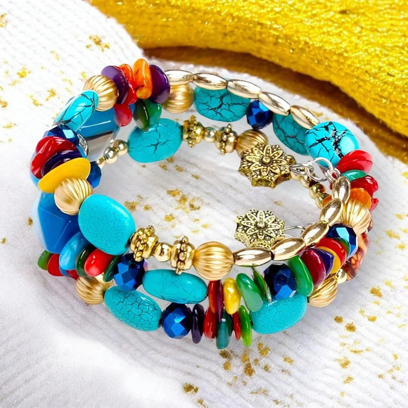 ποΈ Handmade Wrap Around Beaded Colorful Fashion Bracelet Trendy Boho-Chic - Picture 9 of 15